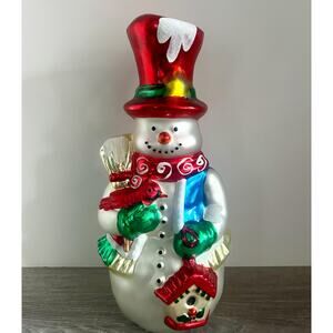 Vintage Large Hand Blown Glass Victorian Snowman Tabel Centerpiece Kurt S Adler